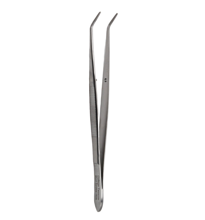 College Tweezer, 15cm, short sereted