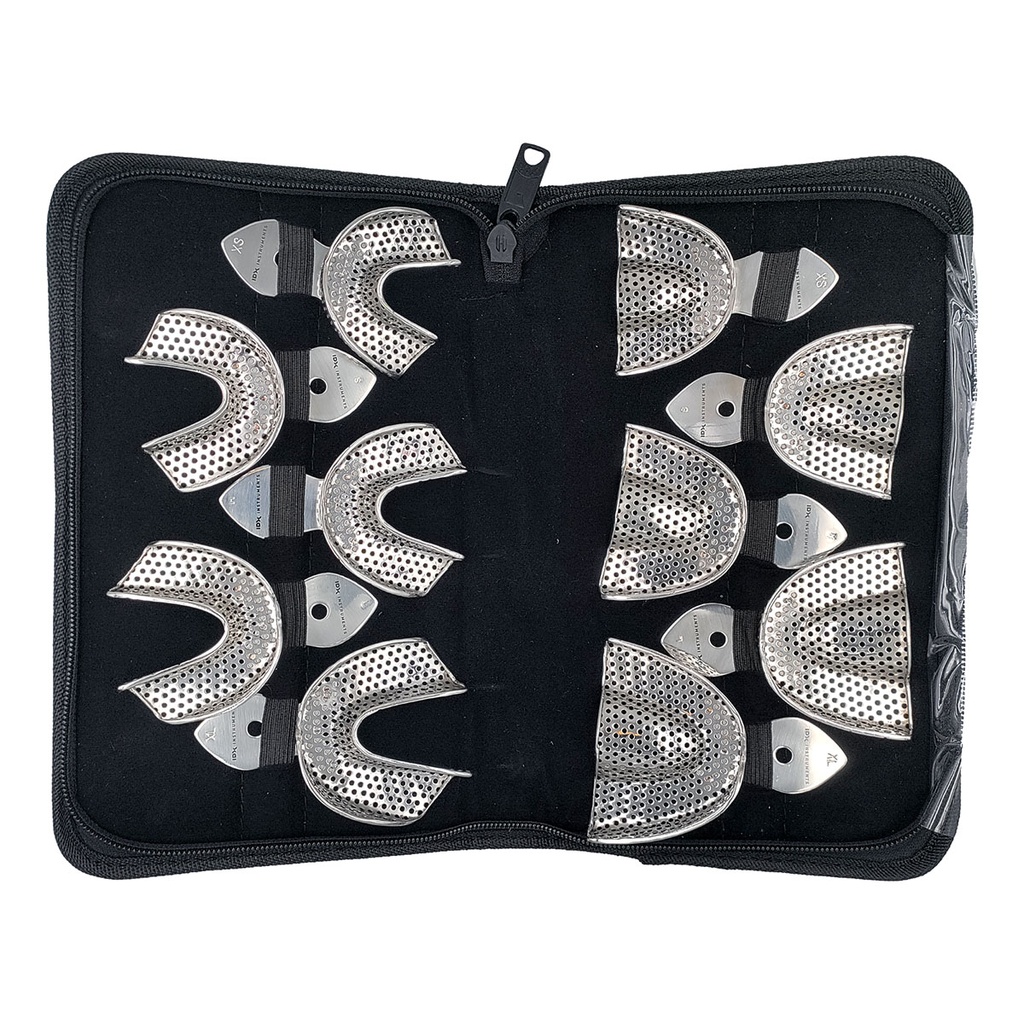 Set of 10 (Impression Trays) Rimlock Perforated XS-S-M-L-XL Upper/Lower