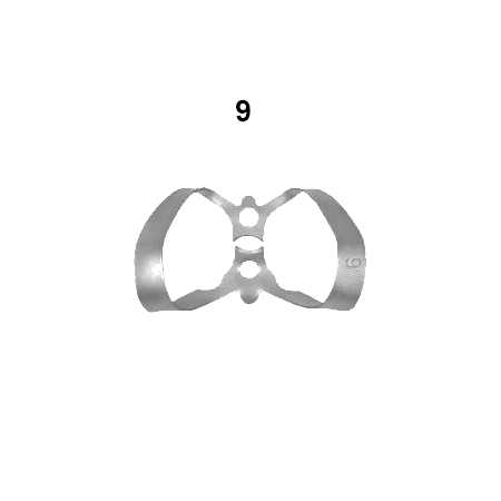 kofferdam klamme, Anterior: 9