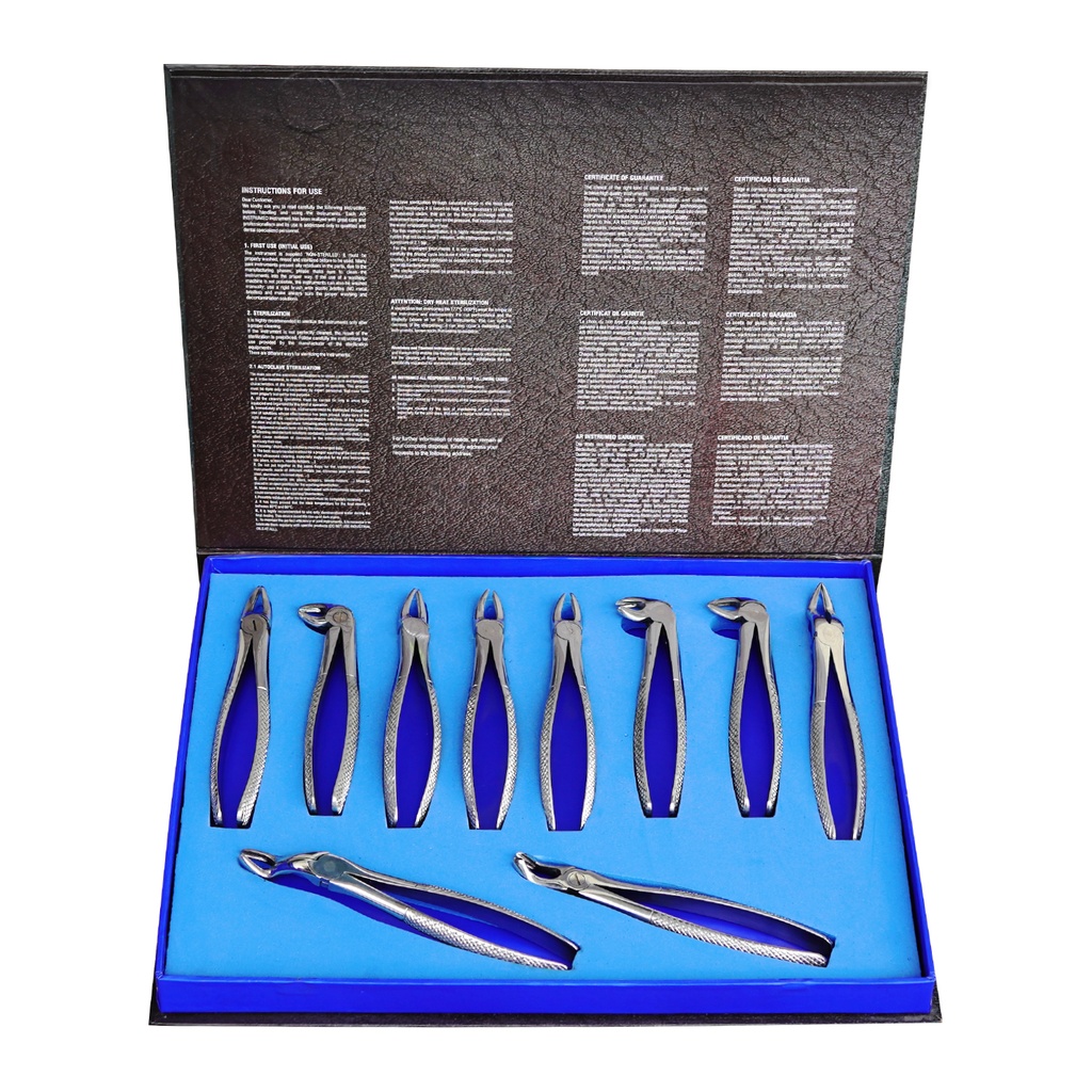 Micro Extracting Forceps Set (Adults) - Set of 10 PCS. Full Serrated