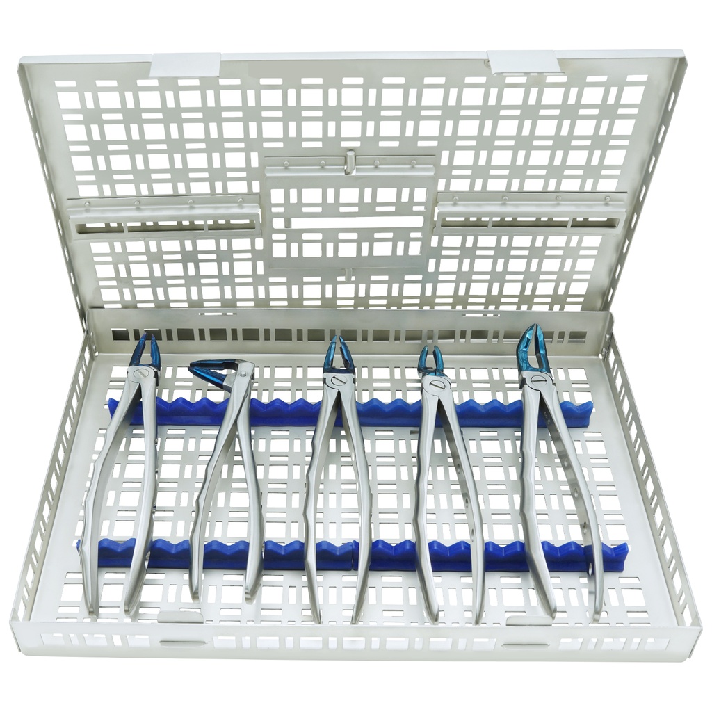 Extracting Forceps Set of 5 Blue Plasma With Tray  