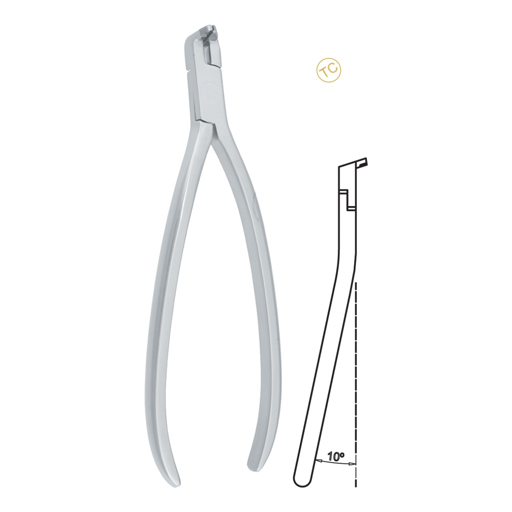 Distal End Cutter with Hold Long Handle (TC) Curved 0.56mmx0.71mm .022″x.028″ Wire
