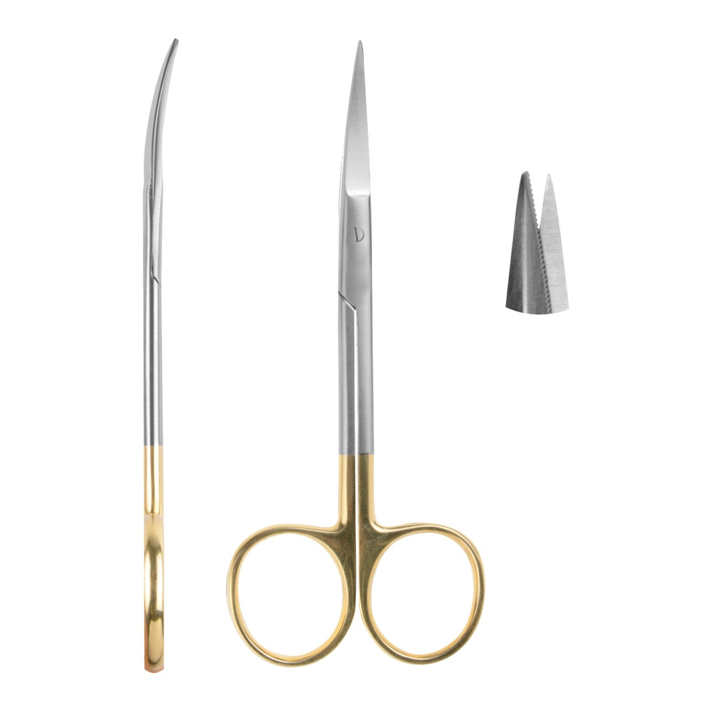 Scissor (TC) Iris Curved-Serrated 12cm Gold