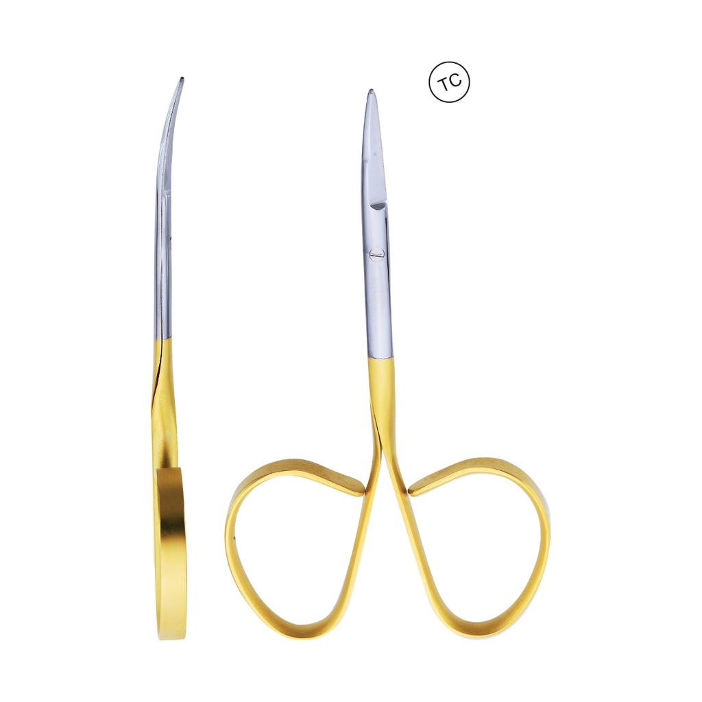 Micro Scissor (TC) Curved 10.5cm Blade 20mm Serration 1 Blade Gold