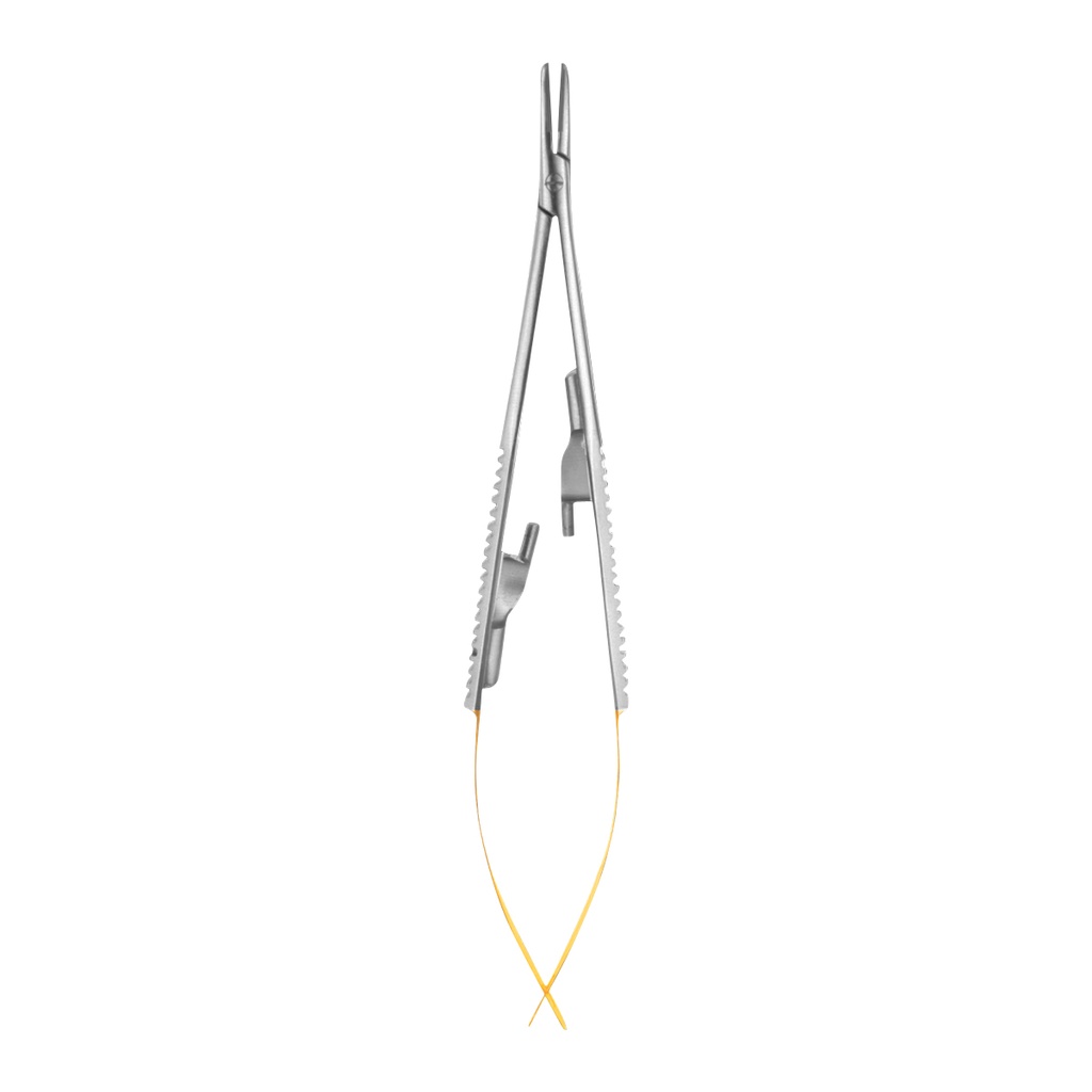 Needle Holder Castroviejo Curved wire 5-0, 6-0, 7-0 14.5cm (TC) Gold