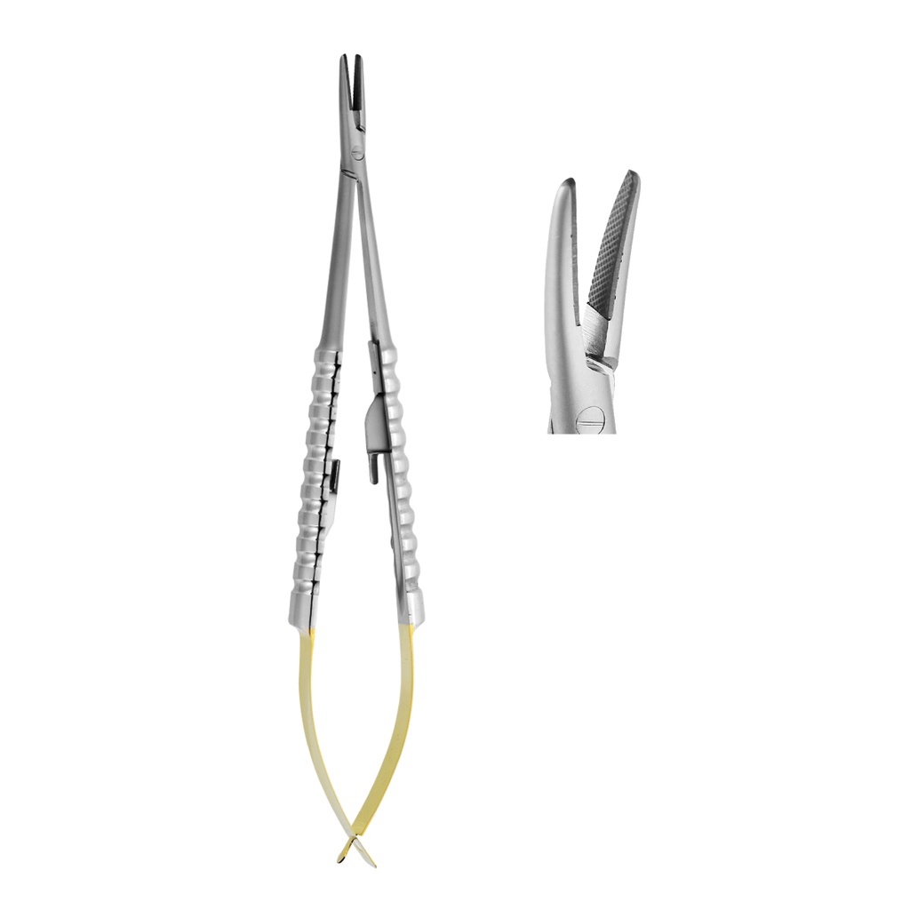 Needle Holder Castroviejo Curved wire 5-0, 6-0, 7-0 14cm (TC) Gold
