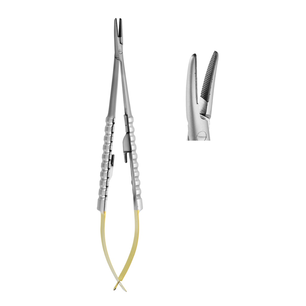Needle Holder Castroviejo Curved wire 5-0, 6-0,7-0 18cm (TC) Gold