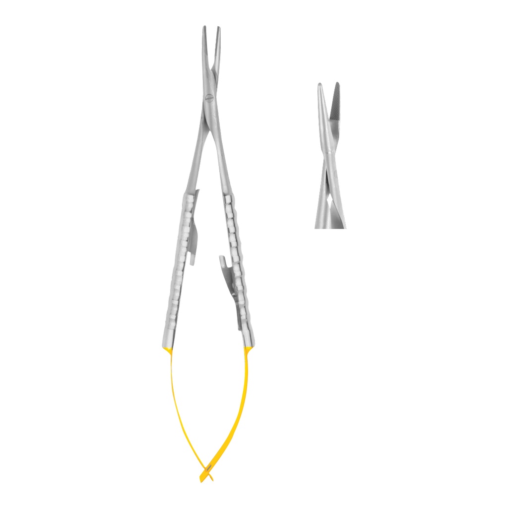 Micro Castroviejo Needle Holder Straight 18cm (TC) Gold