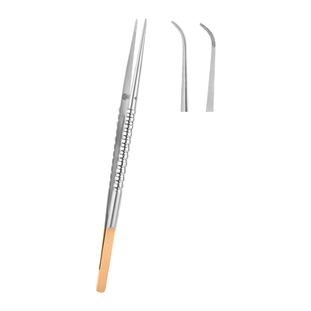 Tweezer Tungsten Carbide Curved 18cm Gold