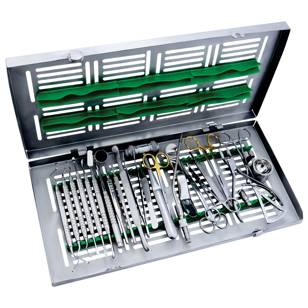 Implant Instruments Set of 25 Stainless Steel Tray Blue