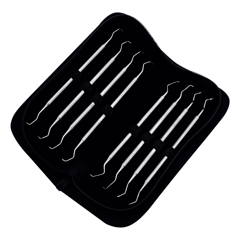 Gracey Curettes Set of 8 Leather Case 6mm Handle