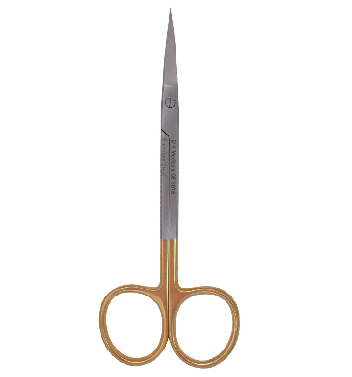 Micro stitch scissors (10 cm length, 14 mm blades, curved, pointed)