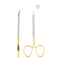 Micro Scissor (TC) Iris Curved 13cm Blade 15mm Serration 1Blade Gold